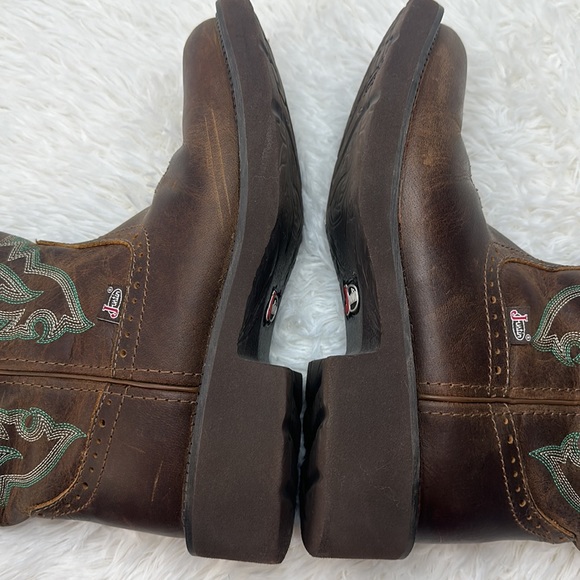❌SOLD❌Justin Gypsy Gemma 8" Western Boots Brown Green Festival Boho Rodeo Cowb… - Picture 10 of 11